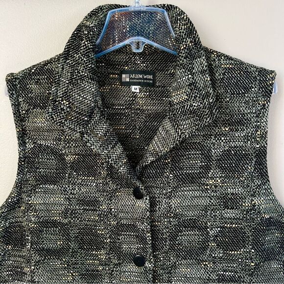 Arlene Wohl Handwoven Gorpcore Designs Rare Art-to-Wear Olive Vest Top Size M - Picture 3 of 12
